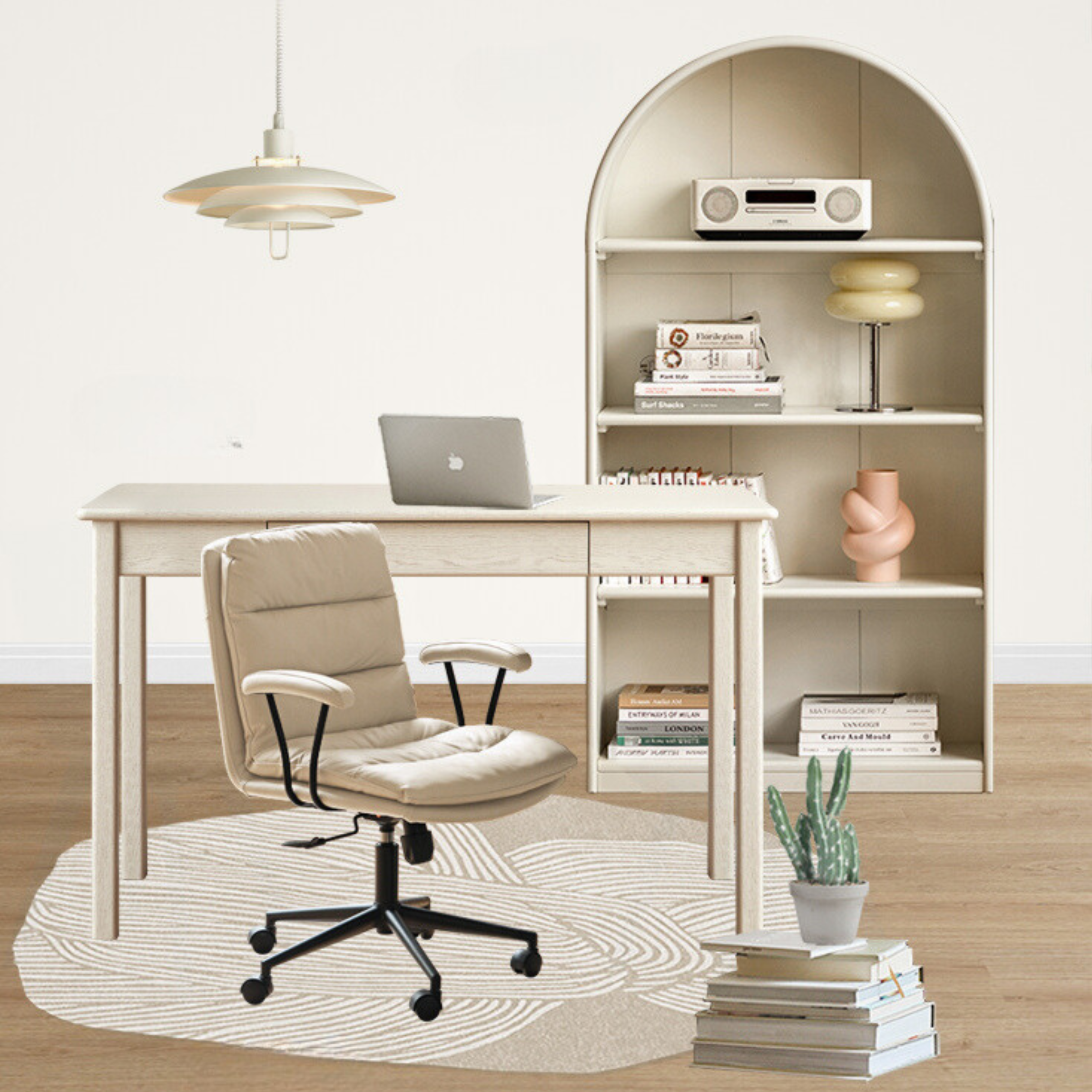 Poplar Solid Wood Arch Side Cabinet Bookshelf