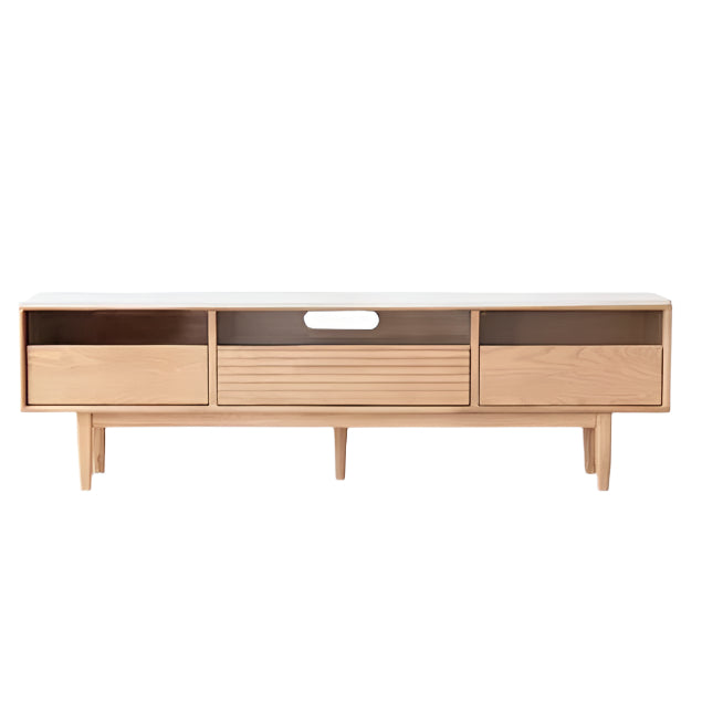 Ash Solid Wood Floor Modern Rock Board TV Cabinet.