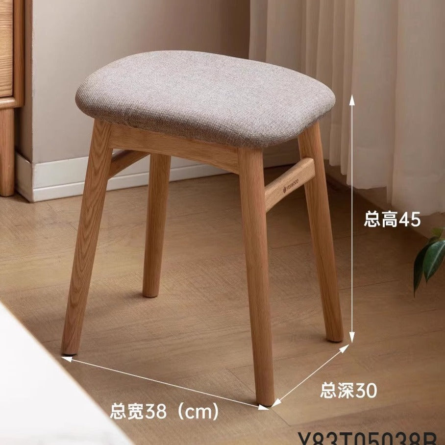 Oak Solid Wood Softpack Makeup Stool