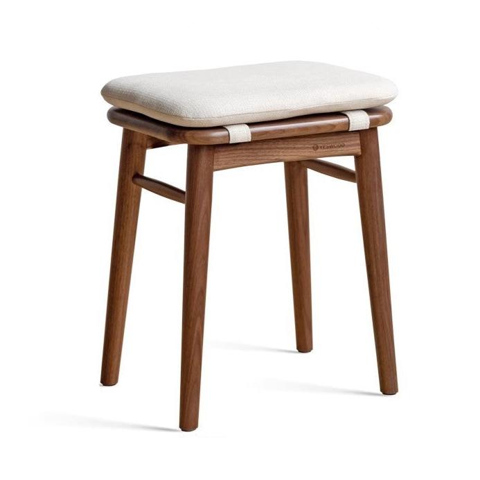 Black Walnut, Cherry, Oak, Sandalwood, Solid RubberWood Modern Light Luxury Makeup Stool