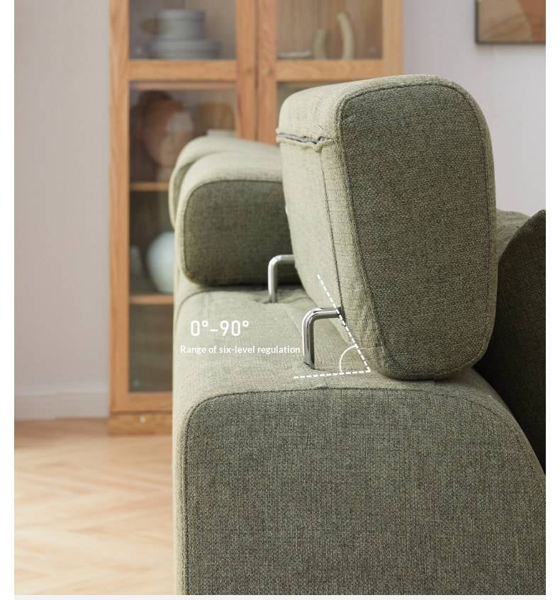 Sectional Sofa with Adjustable Headrest and Hidden Chaise Storage Ash wood legs