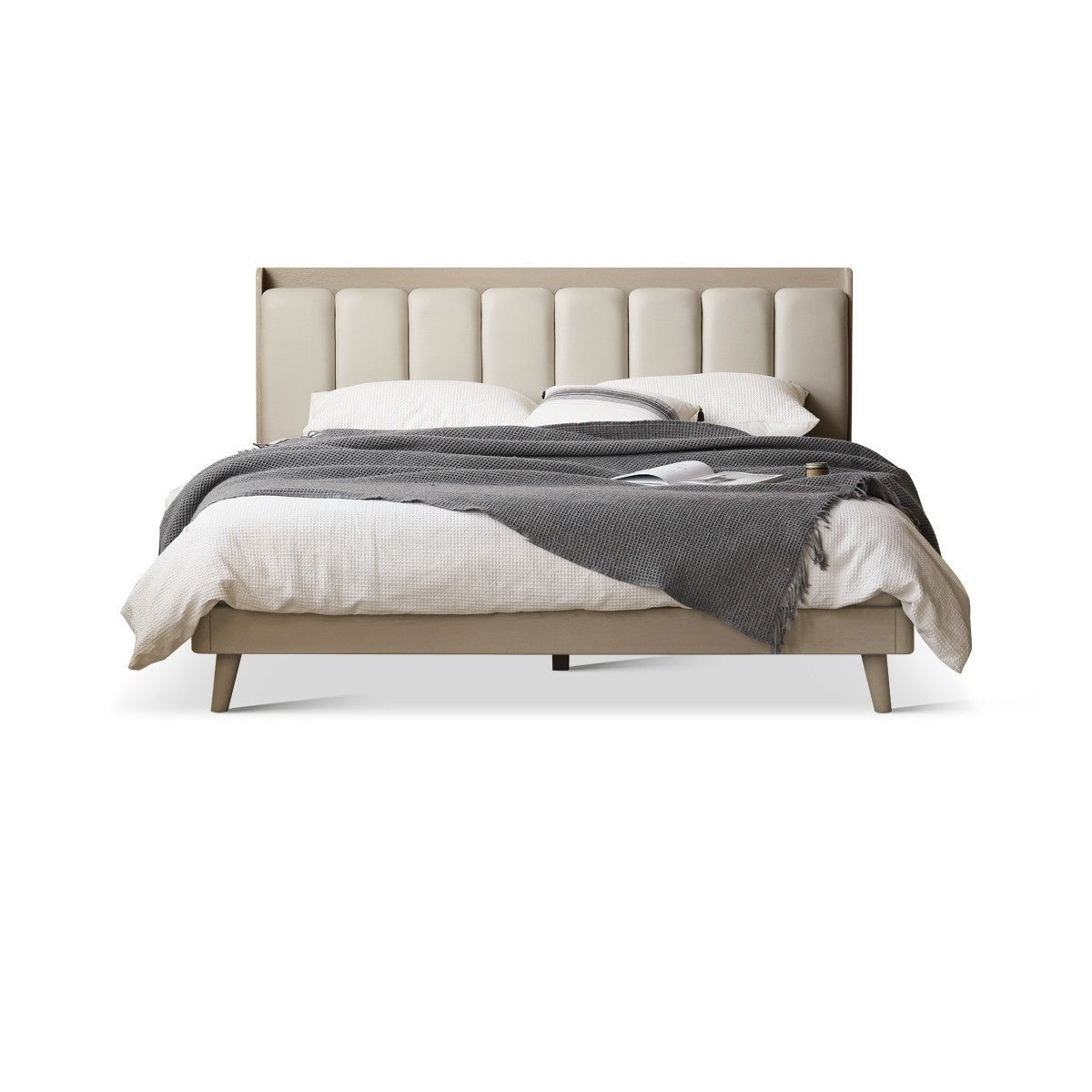 Oak, Poplar Solid Wood Piano Key Bed, Technology Cloth