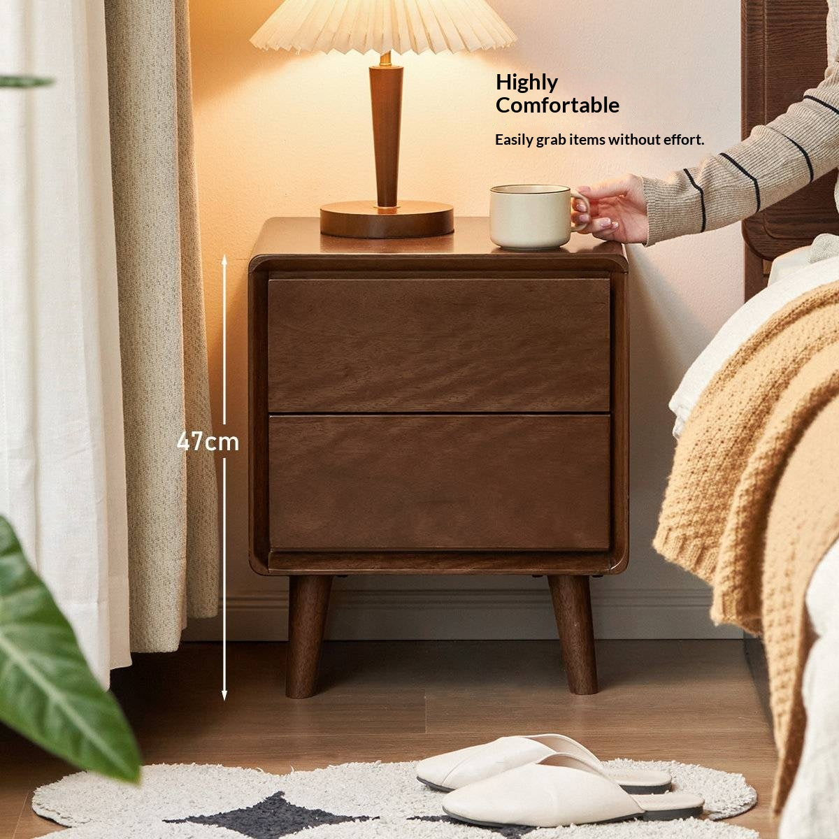 Solid Longan Hardwood Minimalist Style Nightstand