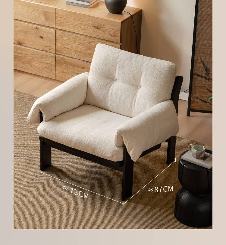 Ash Solid Wood Wabi Sabi Style Single Armchair