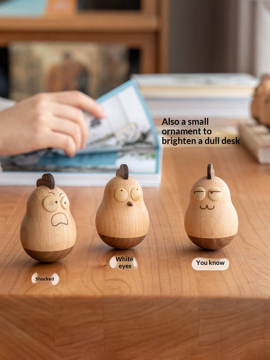 Beech, Black Walnut Solid Wood Tumbler Desk Ornament with Simple Creative Design