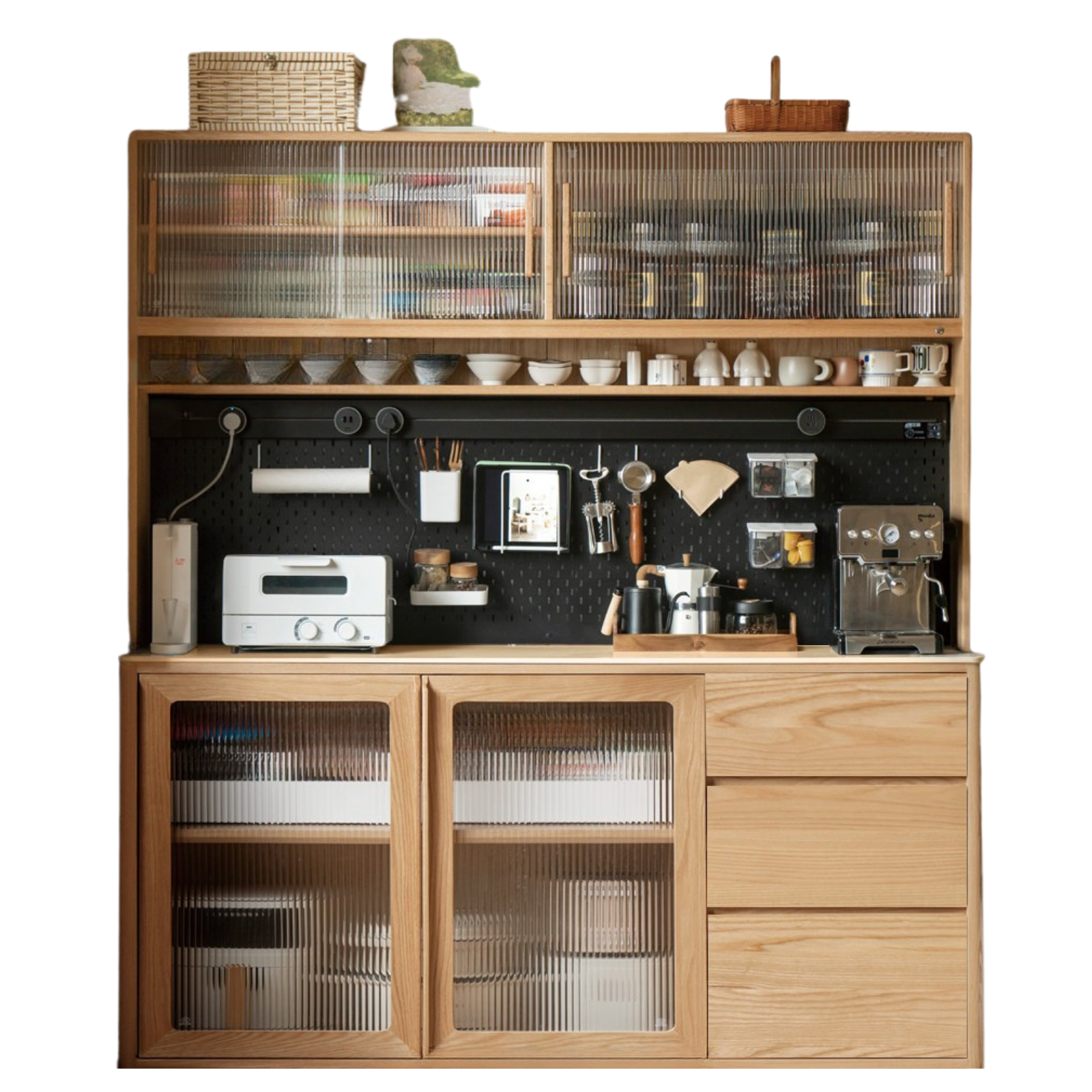 Ash Solid Wood White Wax Rock Plate Sideboard