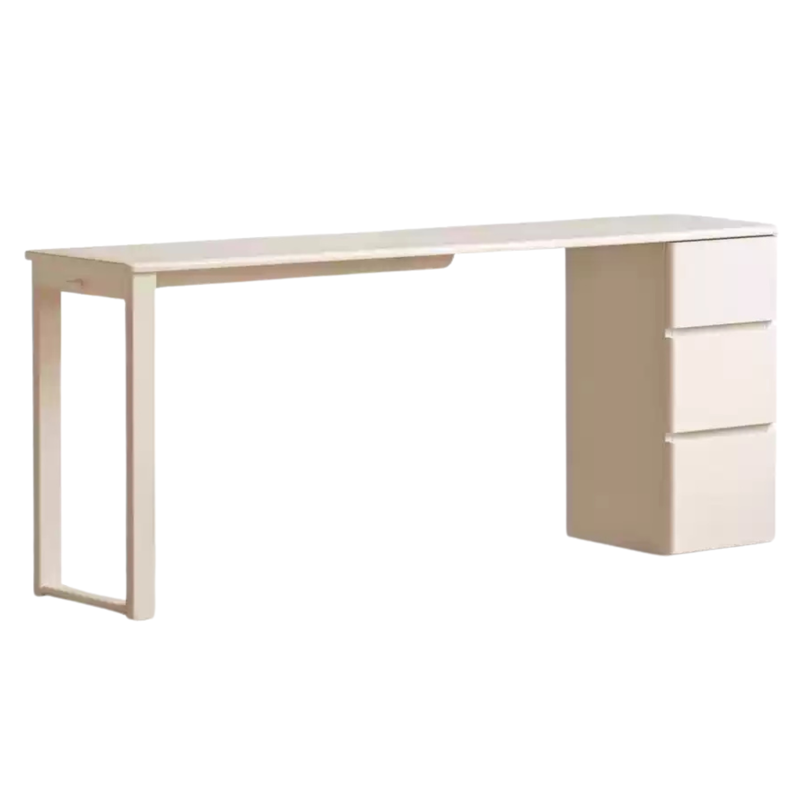 Solid RubberWood Cream Style Single-Leg Desk