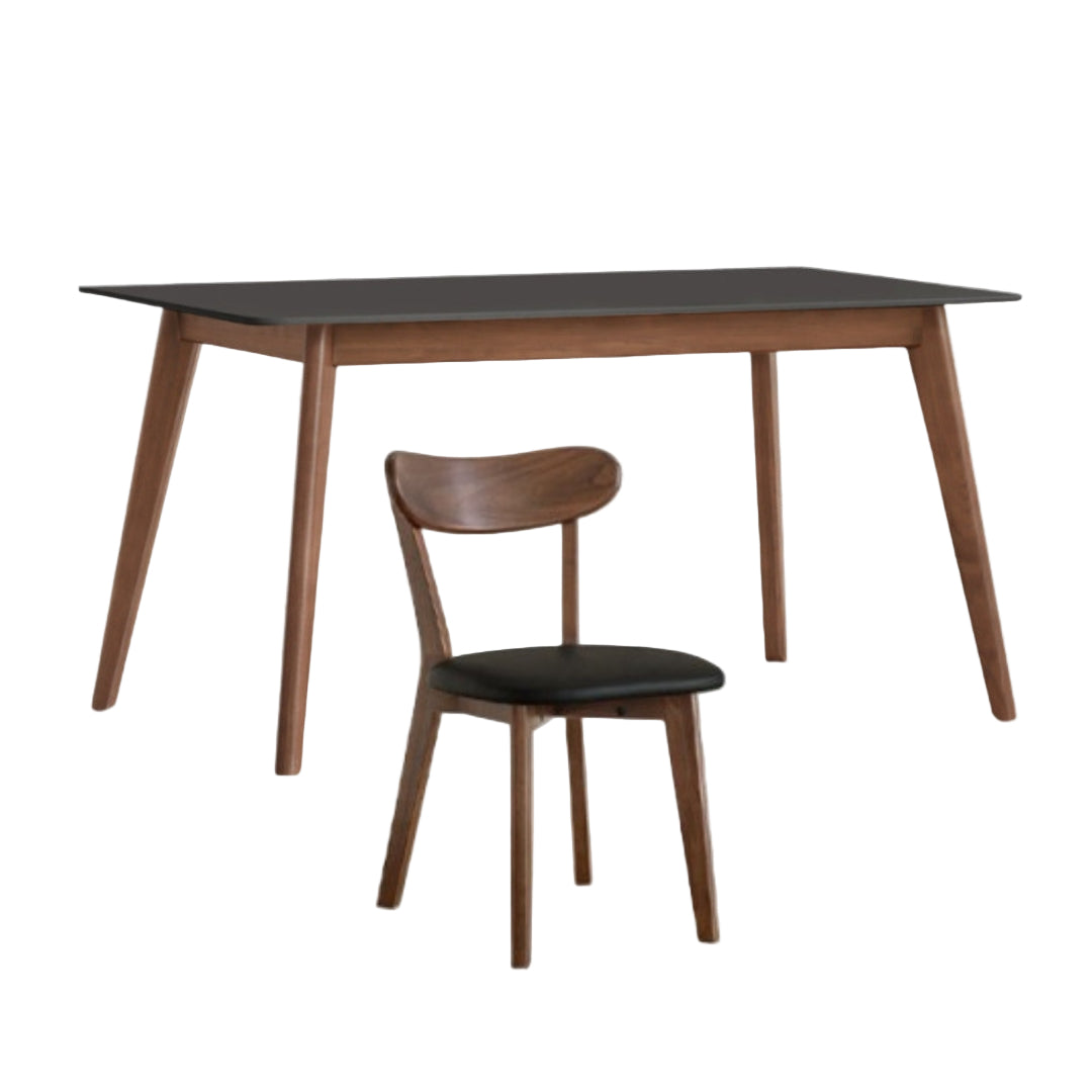 Black Walnut Solid Wood Modern Rock Plate Dining Table
