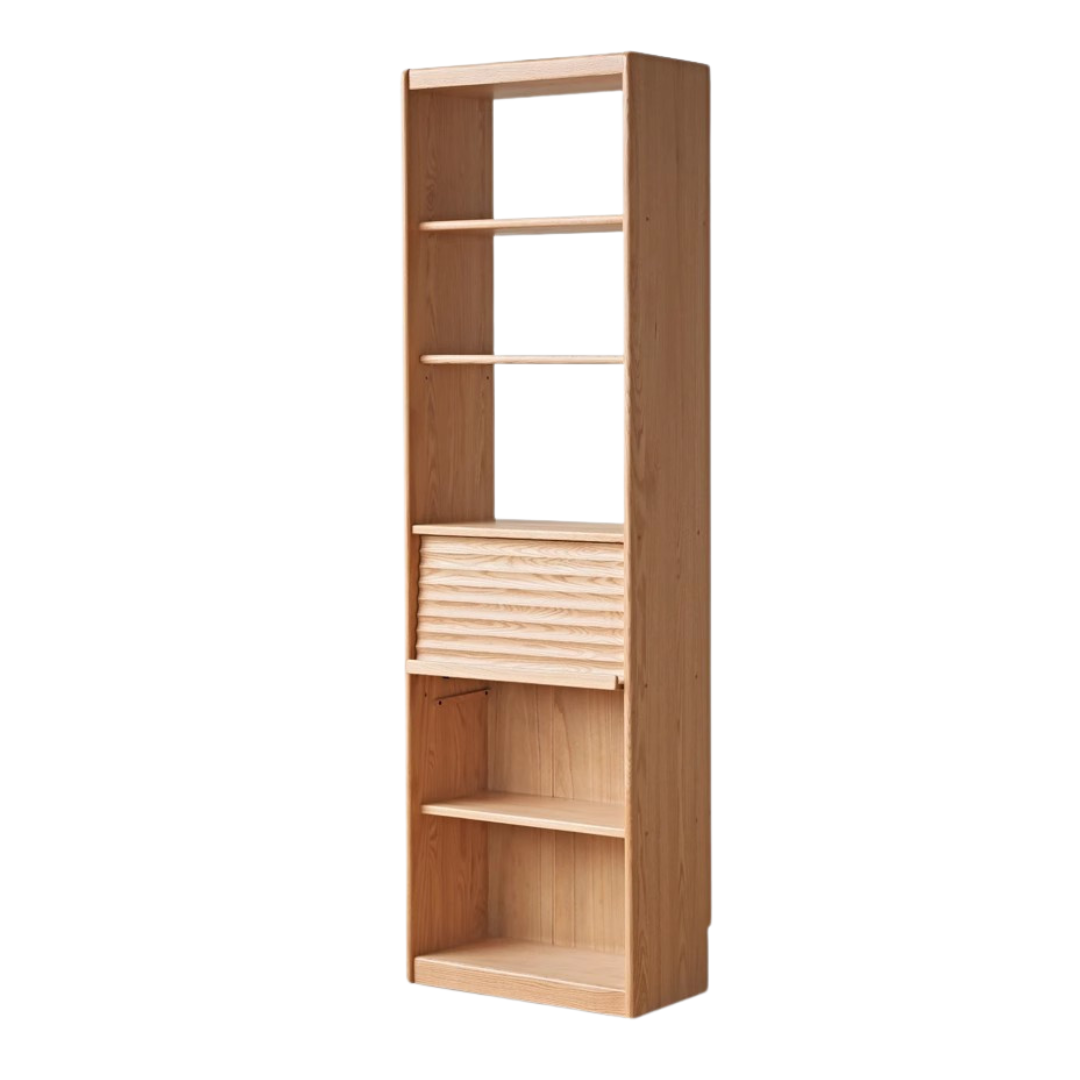 Oak, Beech Solid Wood Bookcase With Glass Door Floor-Standing Bookshelf Multi-Layer Storage Rack Free Combination Display Cabinet