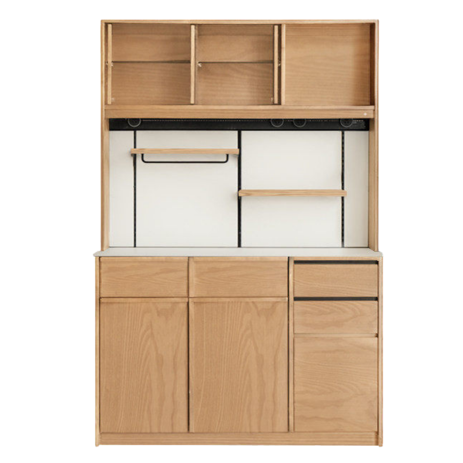 Black Walnut, Sandalwood, Ash Solid Wood Dining Cabinet Antique Style Rock Board