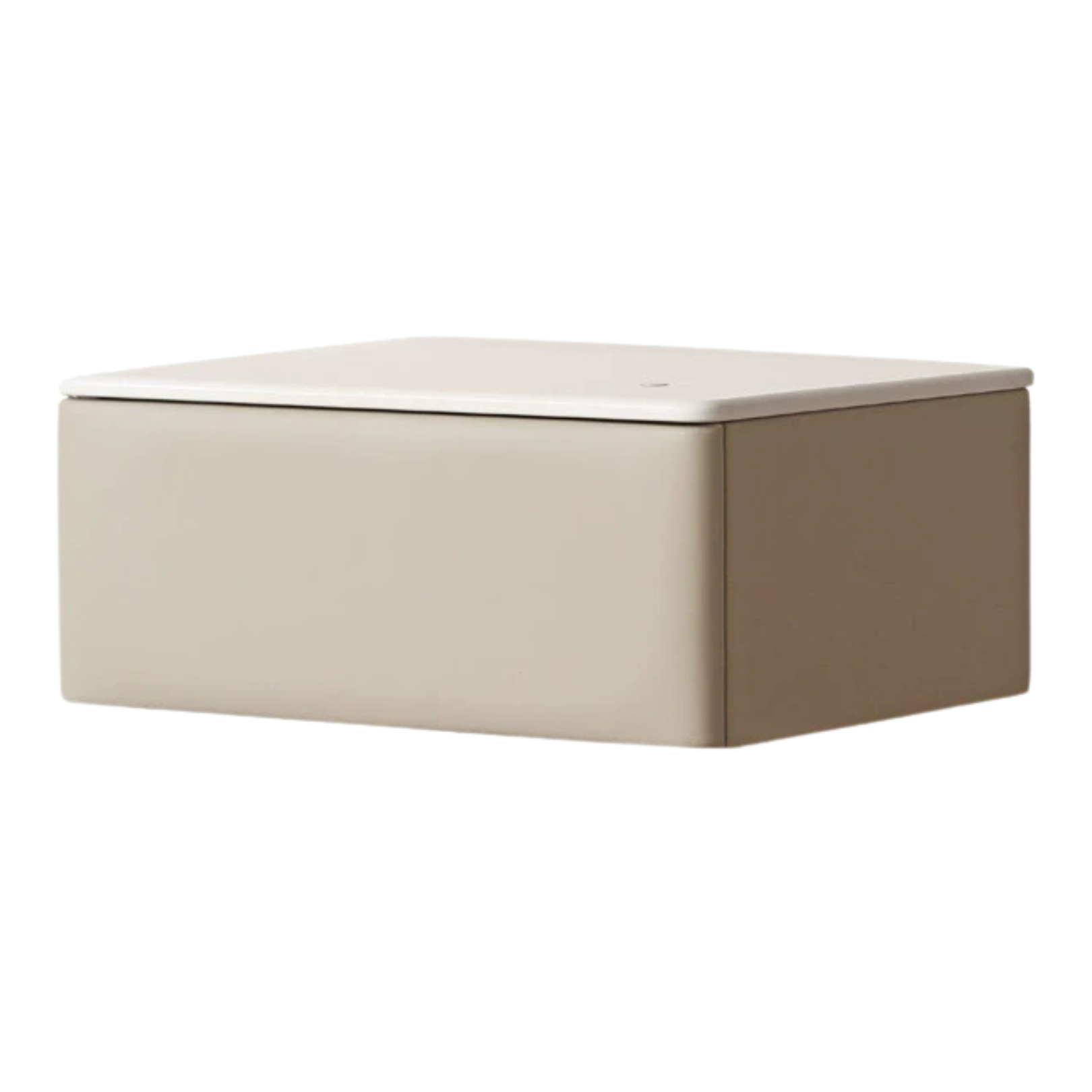 Organic Leather Wall Mounted Cream Rock Board Floating Nightstand: