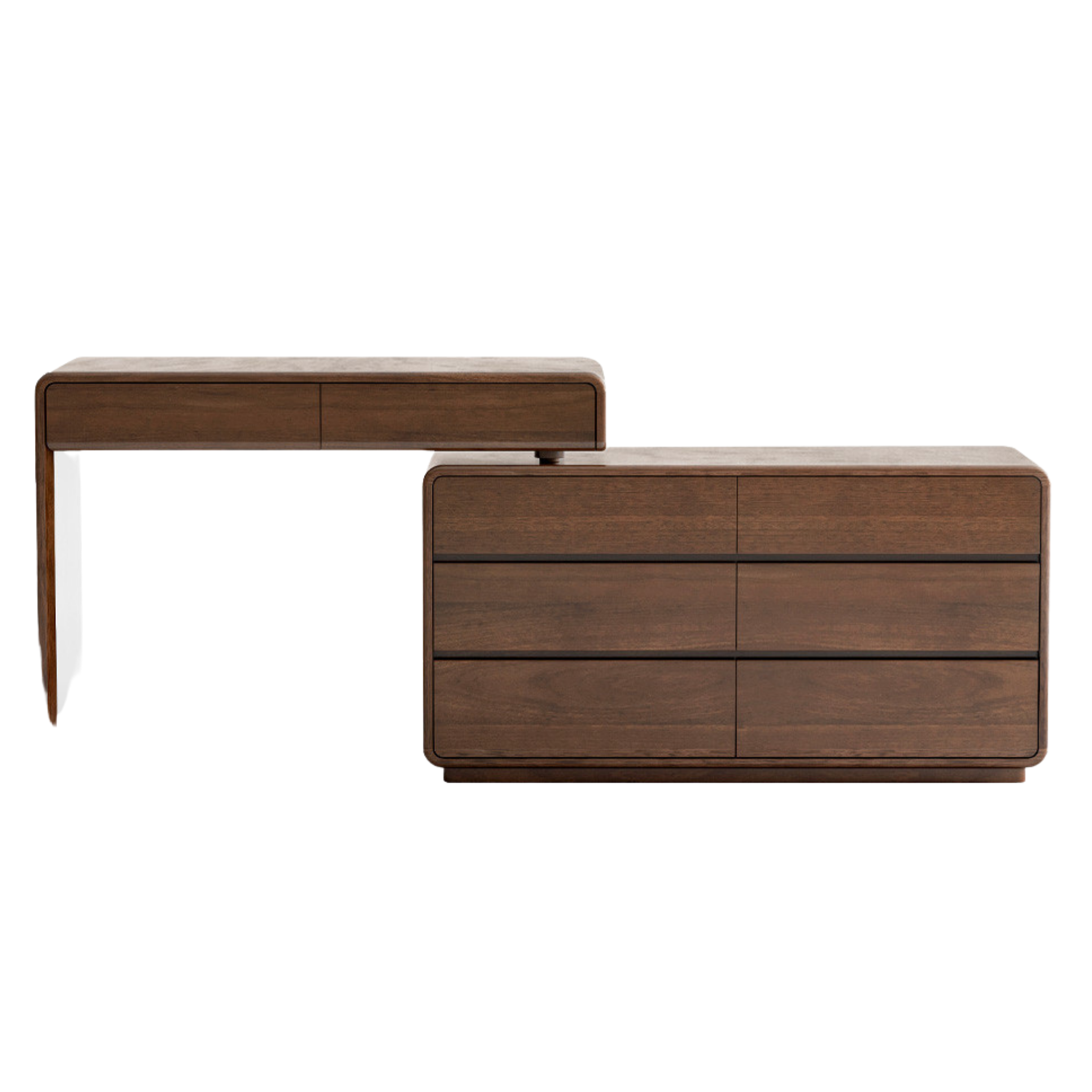 Black Walnut, Sandalwood Solid Wood Dressing Table Chest Of Drawers