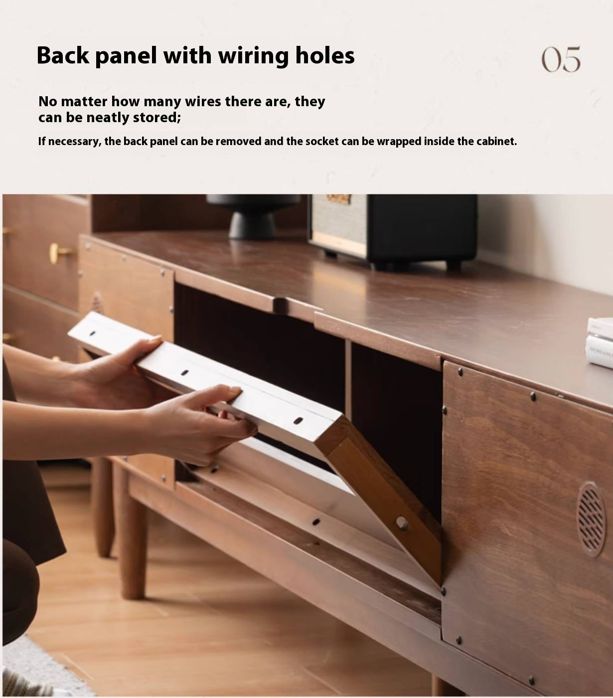 Sandalwood Solid Wood Modern TV Stand