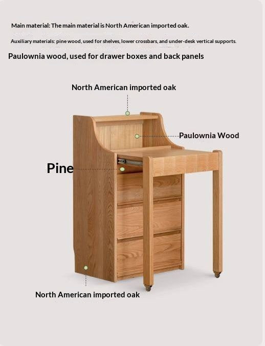 Oak Solid Wood Telescopic Vanity Table