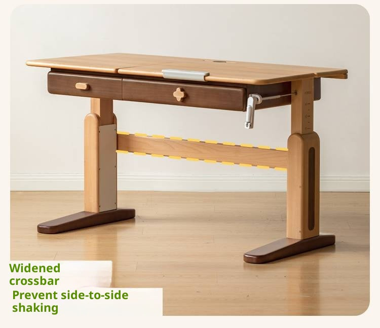 Beech Solid Wood Adjustable Height-Adjustable Study Desk