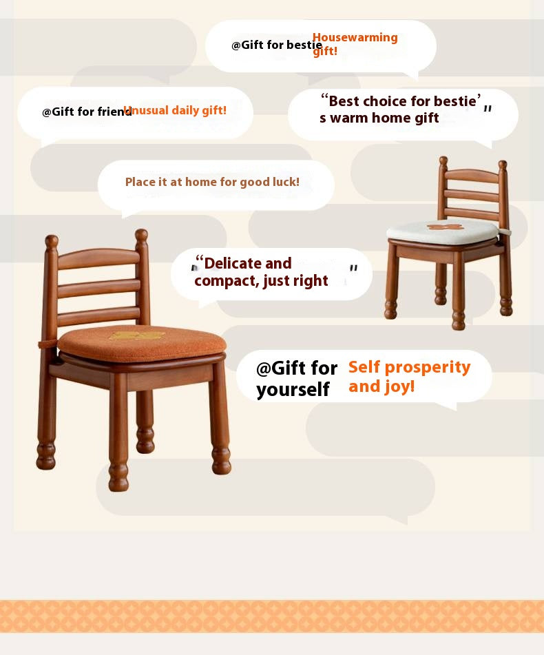 Beech Solid Wood Backrest Chair Medieval Style Kids Soft Padded Chair