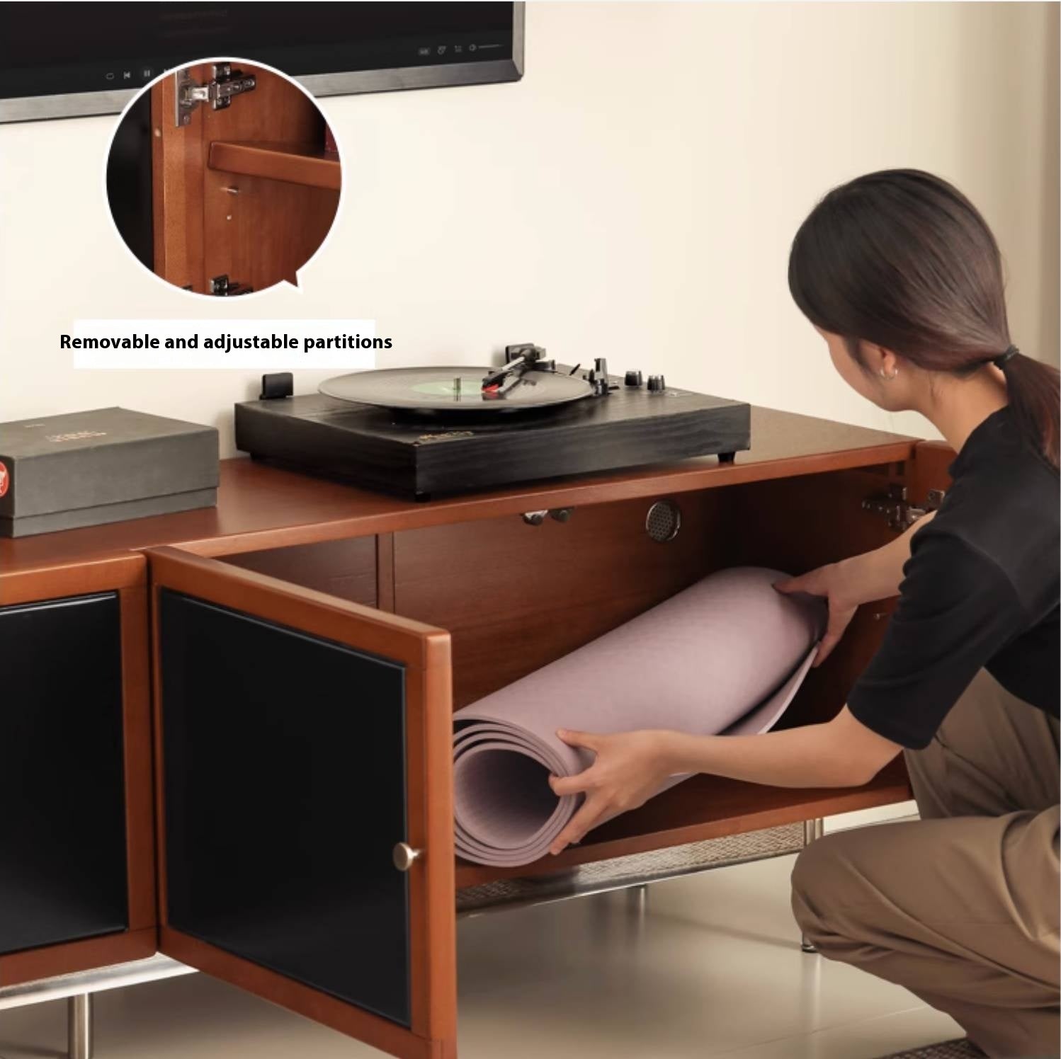 Poplar Solid Wood Bauhaus TV Stand.