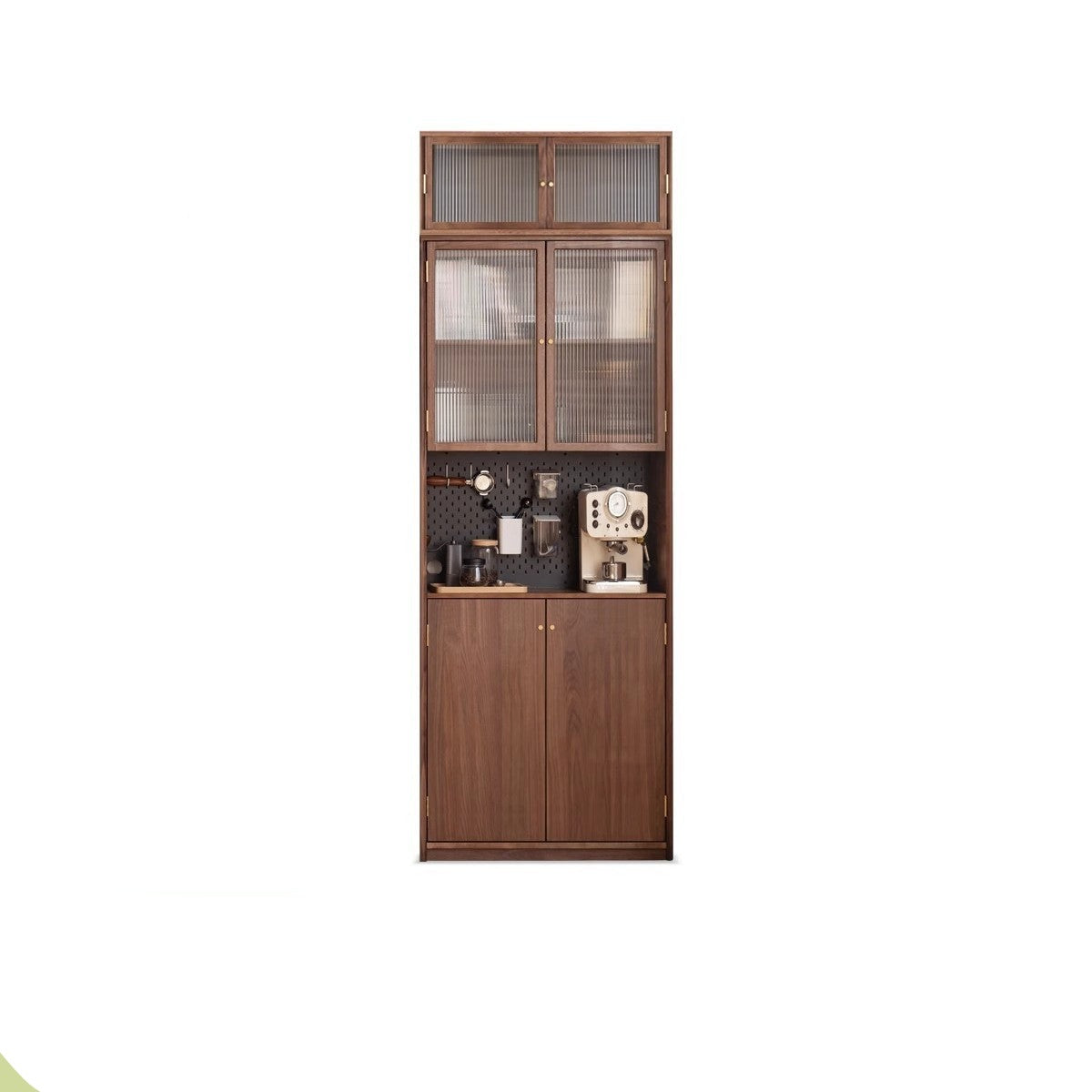 Black Walnut Solid Wood flat glass Double-door bookcase