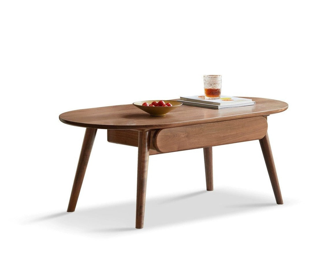 Black walnut solid wood capsule coffee table"