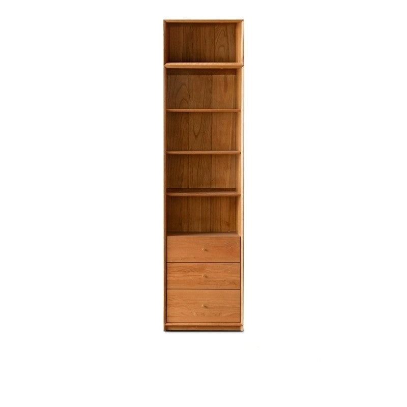 Cherry Wood Combination Bookcase Floor Shelf Glass Door Bookcase"