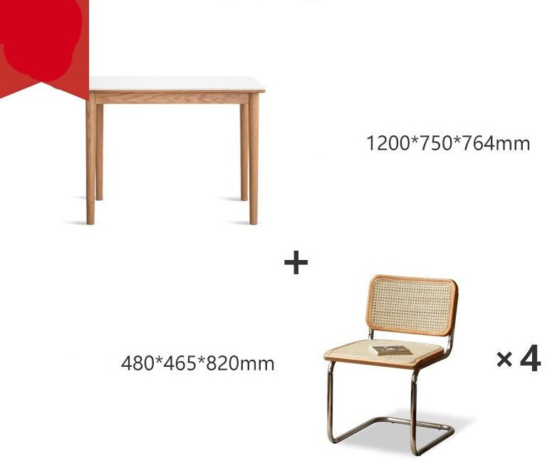 Rock slab Oak Solid wood semi-circular dining table "