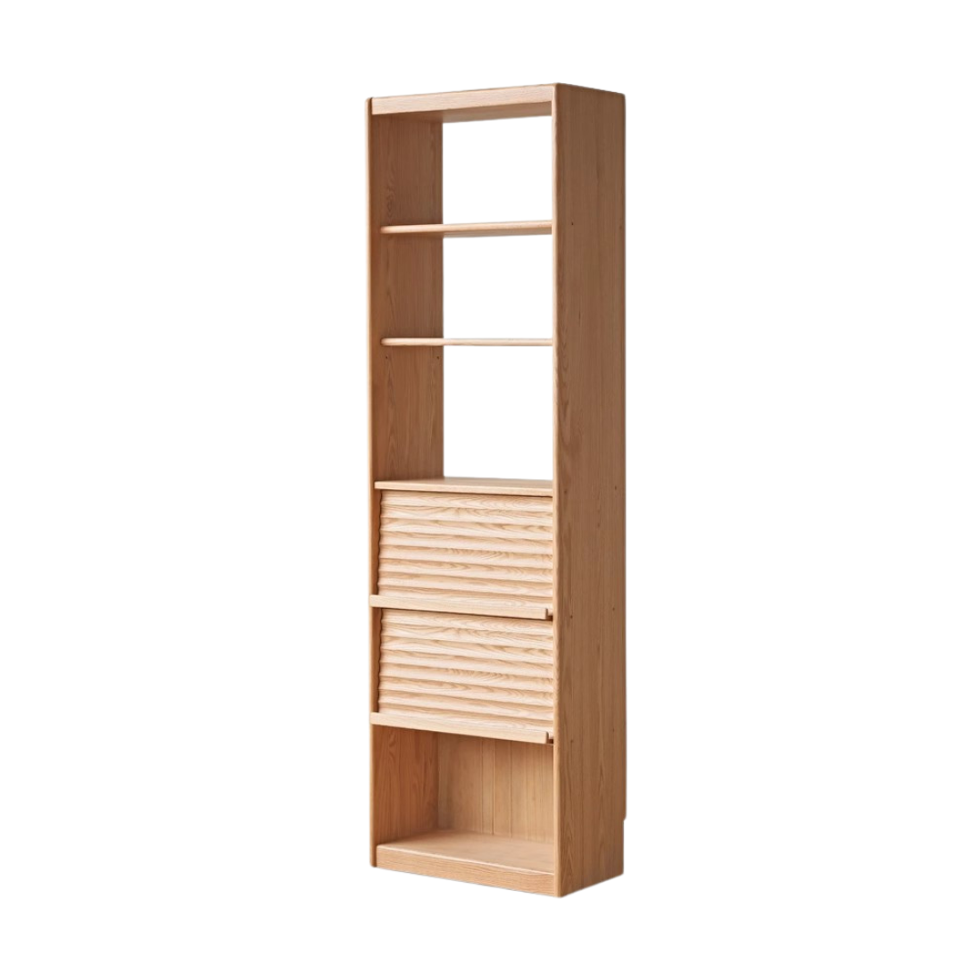 Oak, Beech Solid Wood Bookcase With Glass Door Floor-Standing Bookshelf Multi-Layer Storage Rack Free Combination Display Cabinet