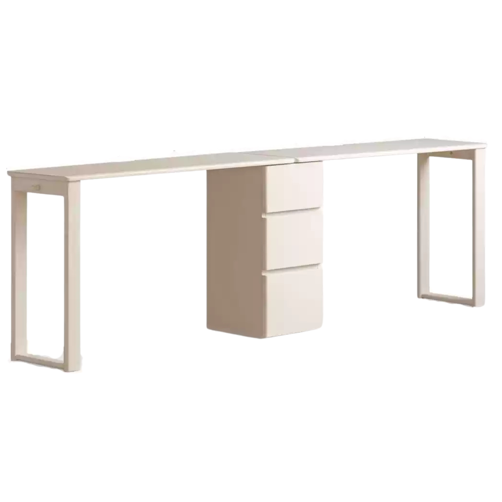 Rubber Wood, Poplar Solid Wood Cream Style Single-Leg Desk