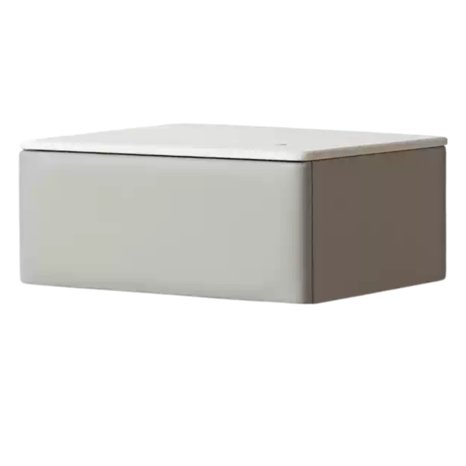 Organic Leather Wall Mounted Cream Rock Board Floating Nightstand: