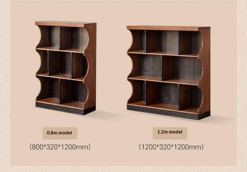 Solid RubberWood French Retro Bookcase with Storage Cabinet