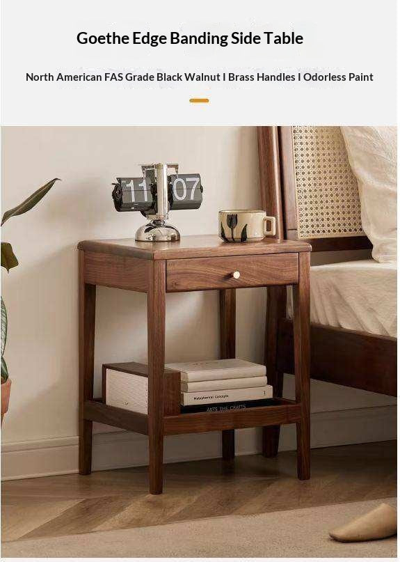 Black Walnut Solid Wood Narrow Nightstand