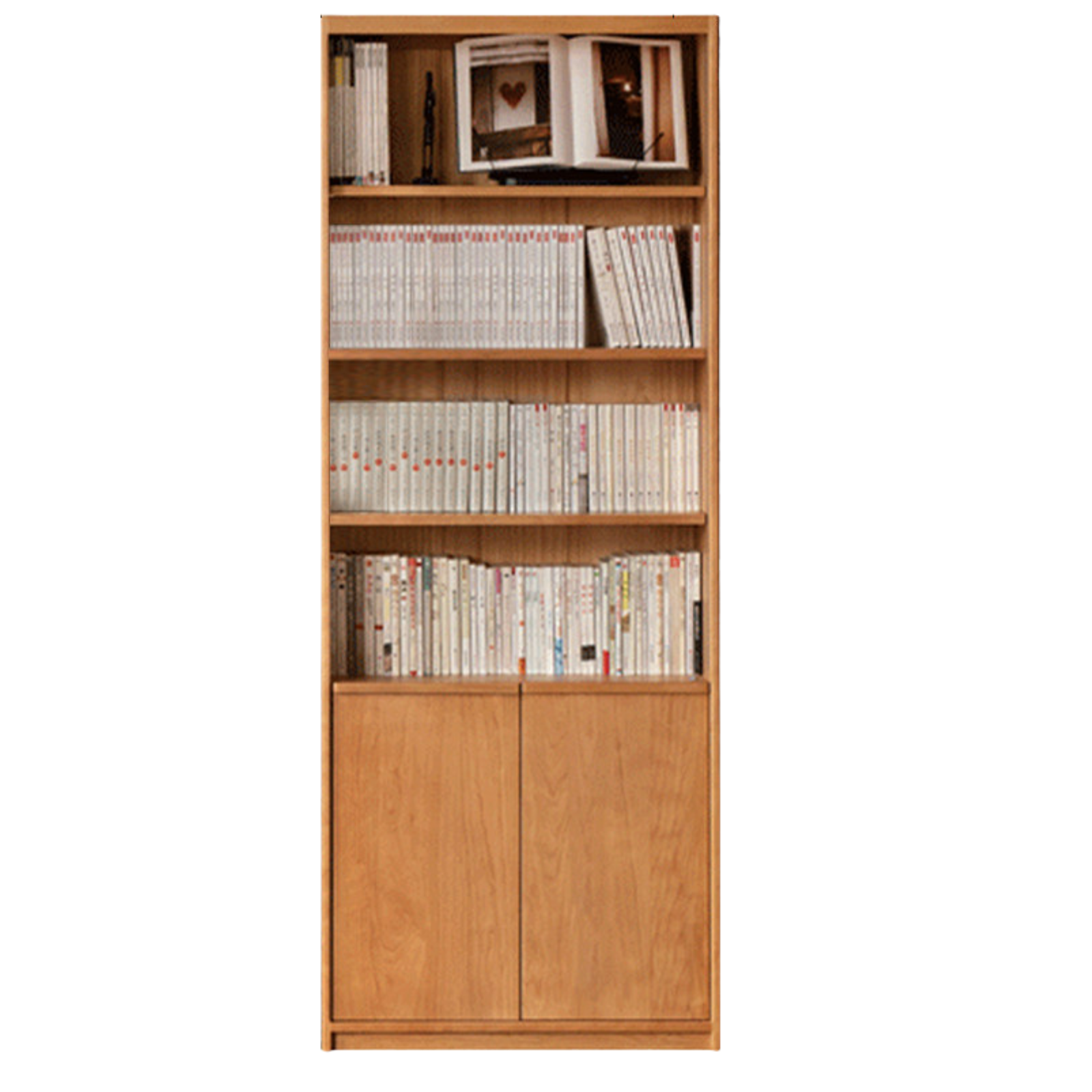 Cherry Solid Wood Bookcase Display Storage Cabinet for Study