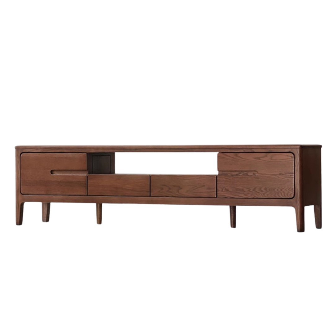 Oak, Solid Rubberwood Nordic Floor TV Cabinet.