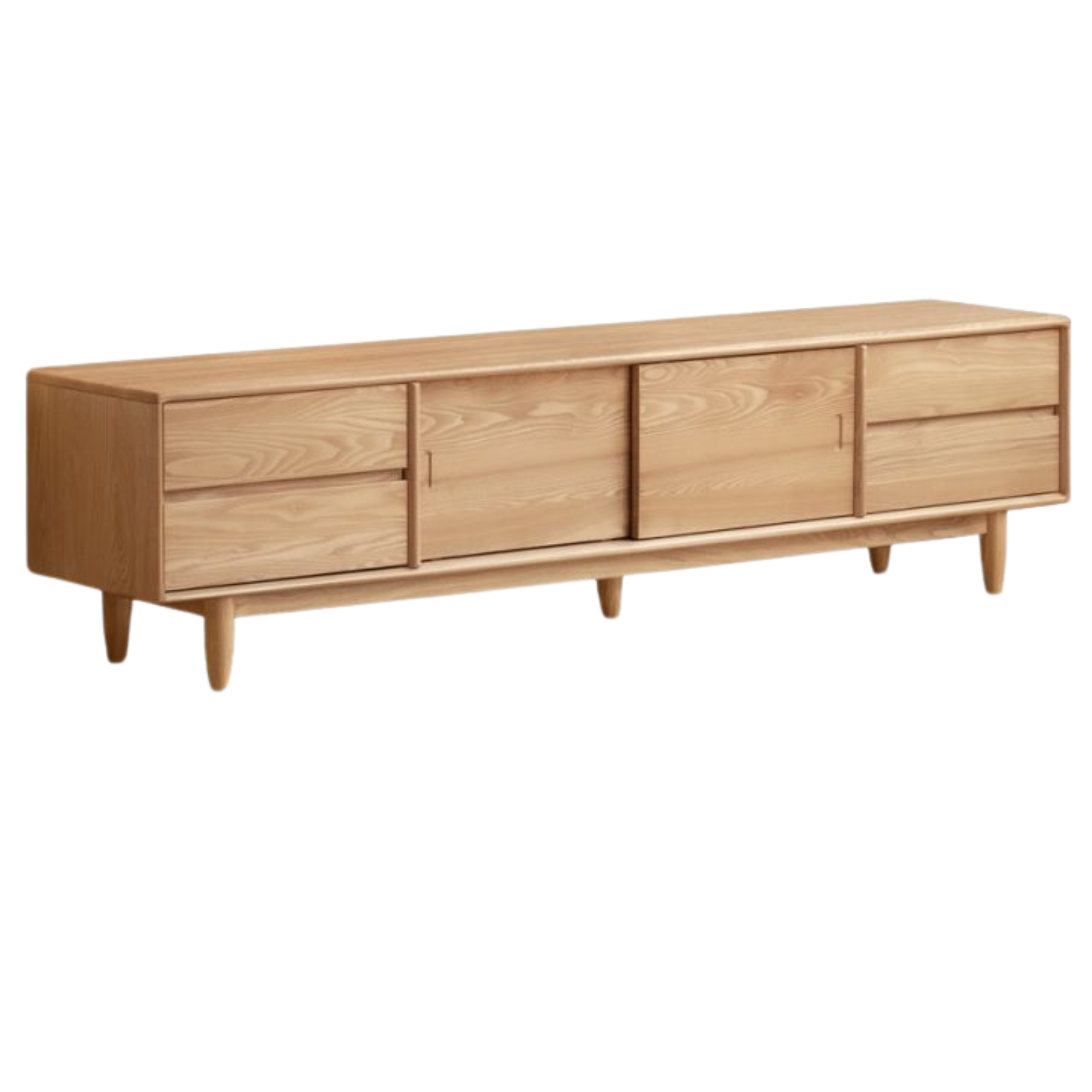 Ash Solid Wood Modern Log Style TV Cabinet