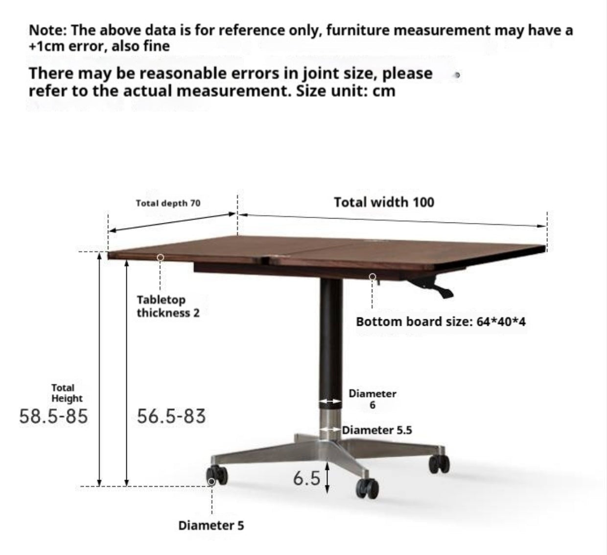 Black Walnut, Oak Solid Wood Rectangular Lift Side Table
