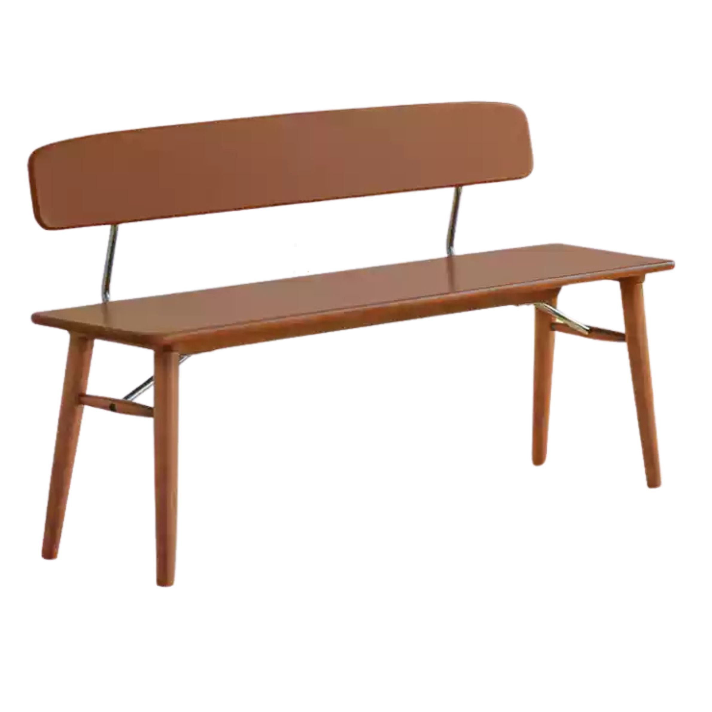 Beech Solid Wood Organic Leather Long Bench