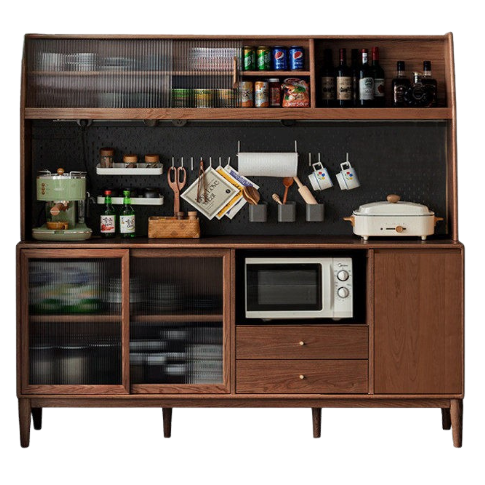 Ash Solid Wood Sideboard High Wine Cabinet Buffet
