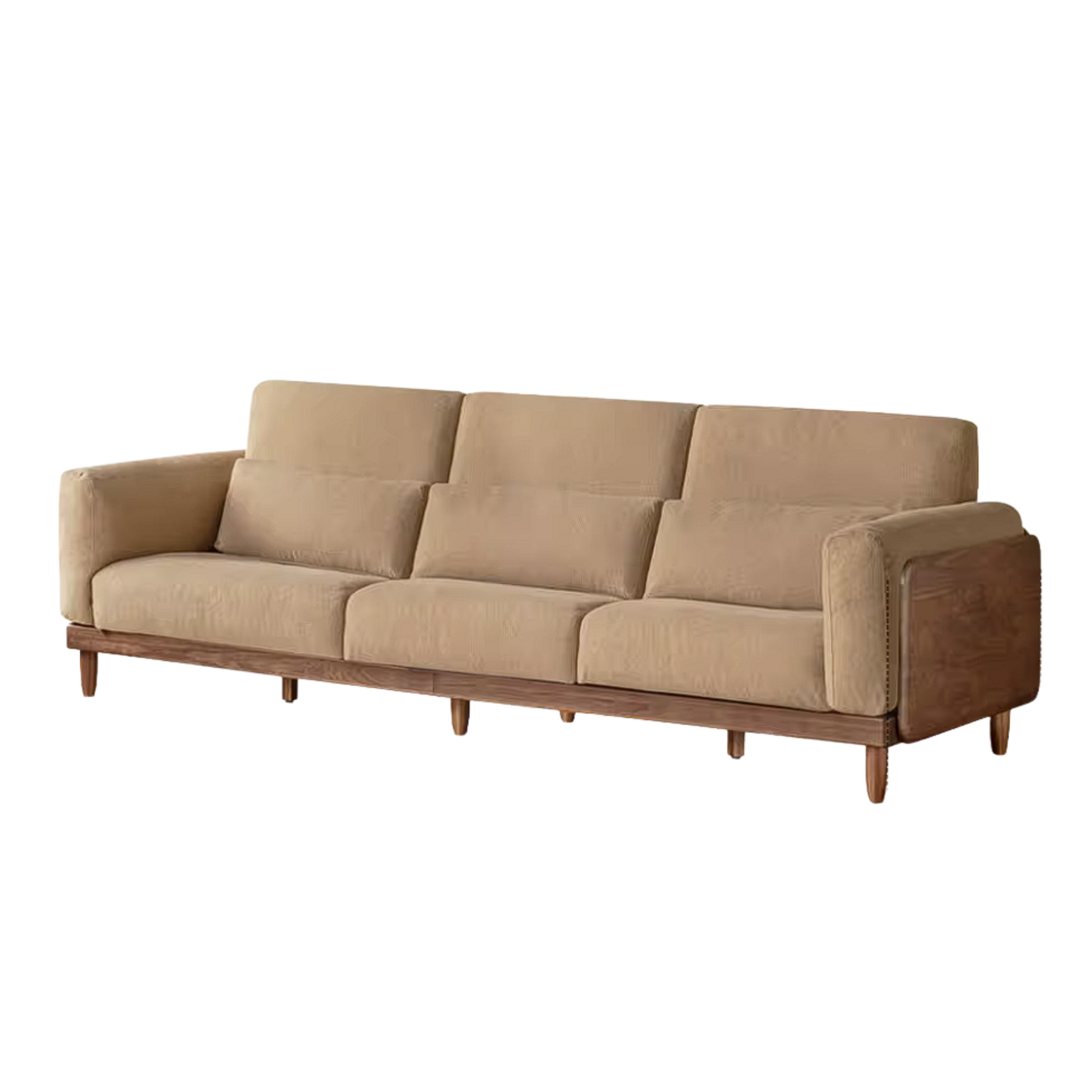 Black Walnut, Golden Sandalwood Solid Wood Sofa with Extra-Deep Seat
