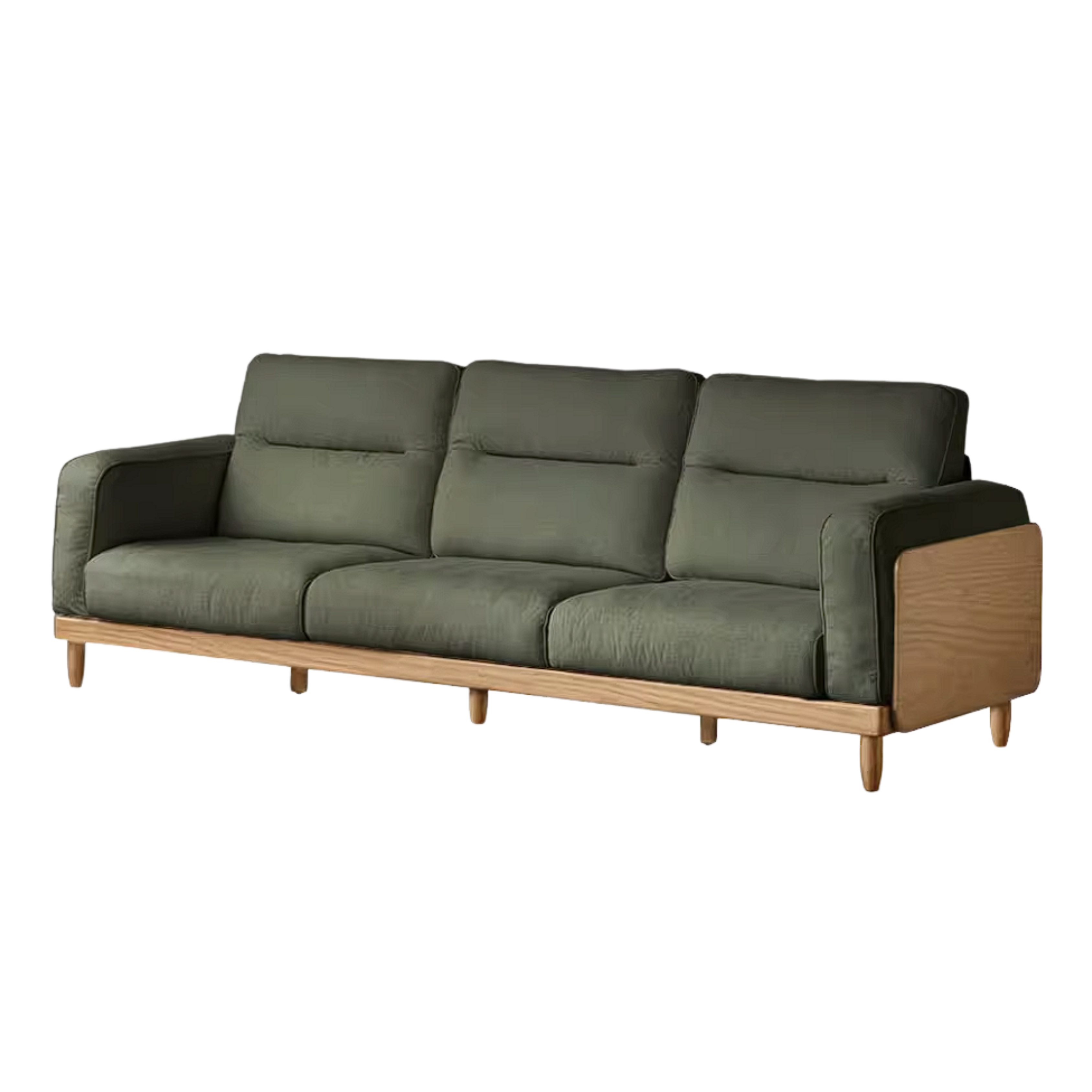 Oak, Ash Solid Wood Sofa with Exposed Wood Frame Arms