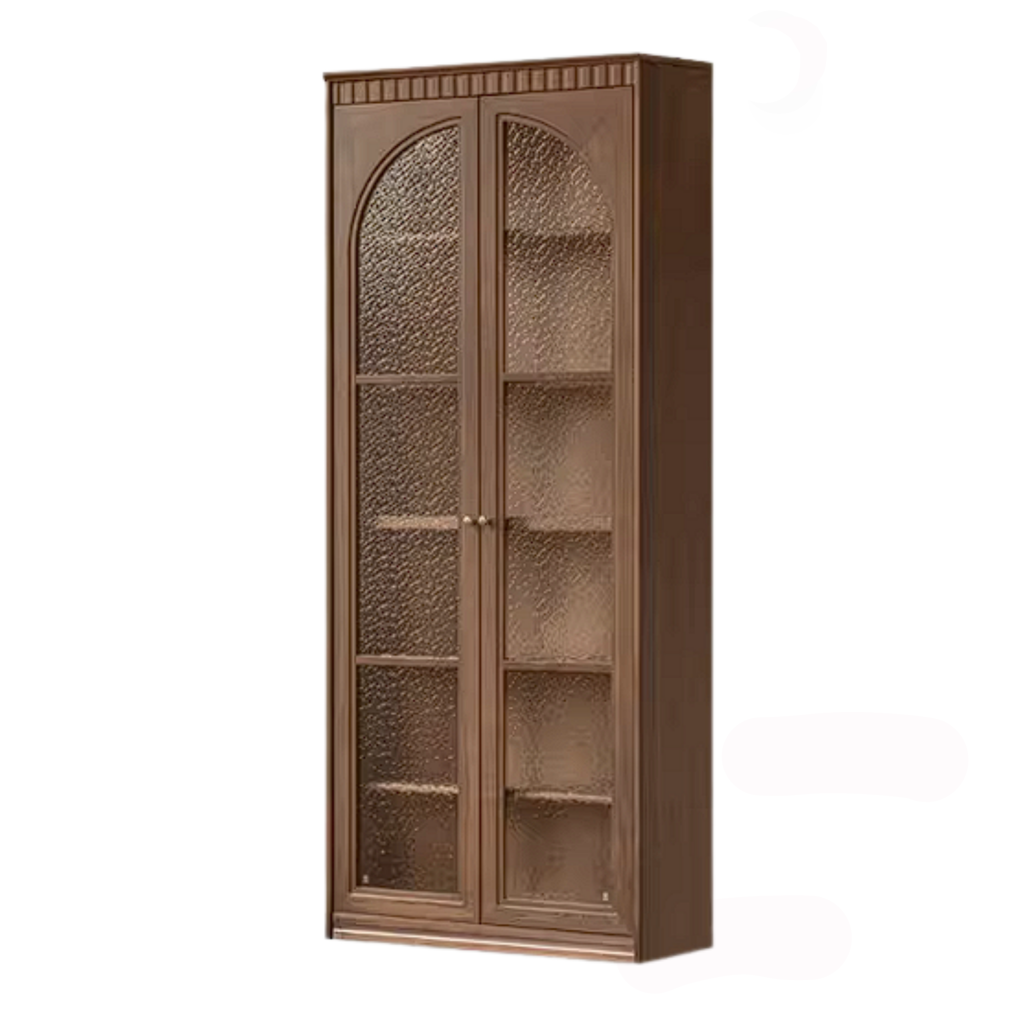Black Walnut Solid Wood Bookcase with Booth Seating and Display Cabinet