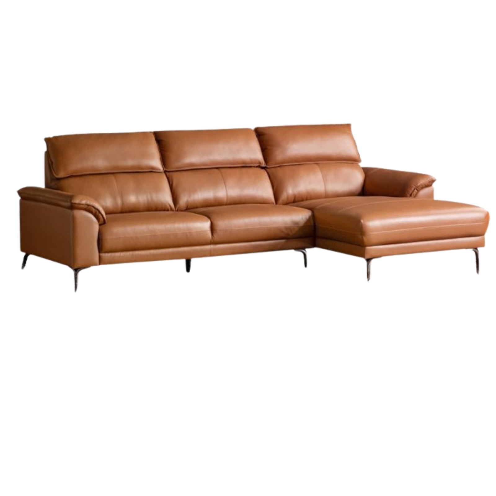 Genuine Leather Italian Minimalist Sectional Sofa – First-Layer Cowhide Corner Sofa with Chaise Lounge