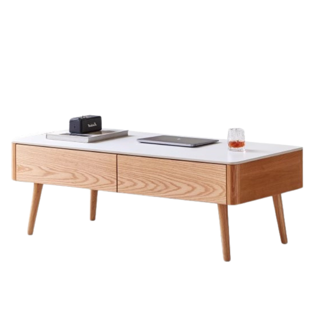 Oak, Beech Solid Wood Slate Coffee Table Simple Modern