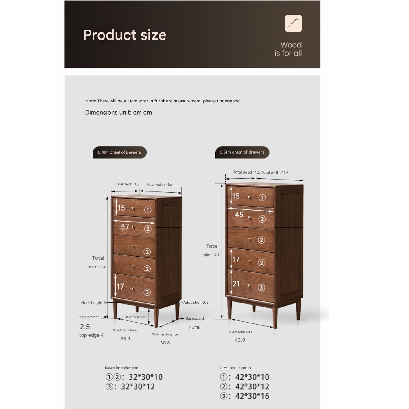 Oak Solid Wood Modern Chest of Drawers