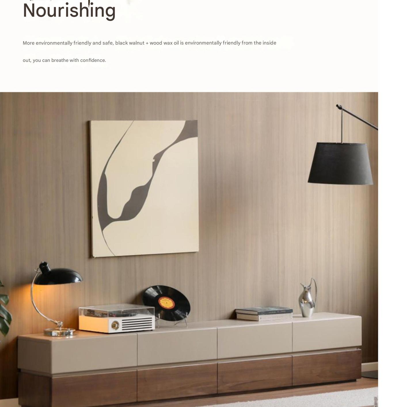 Black Walnut Solid Wood Italian Light Luxury Floor TV Cabinet.