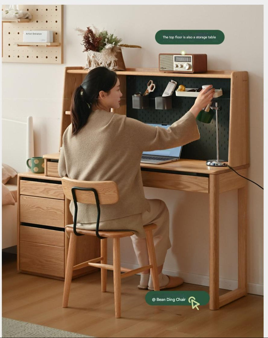 Oak Solid Wood Modern Computer Retractable Table