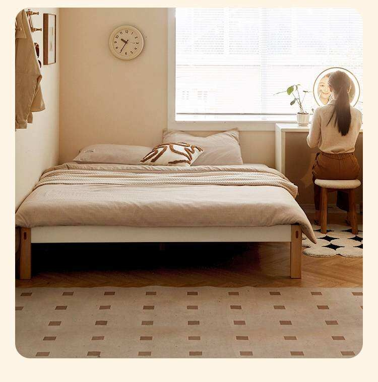 Beech Solid Wood Modern Minimalist Style Platform Bed