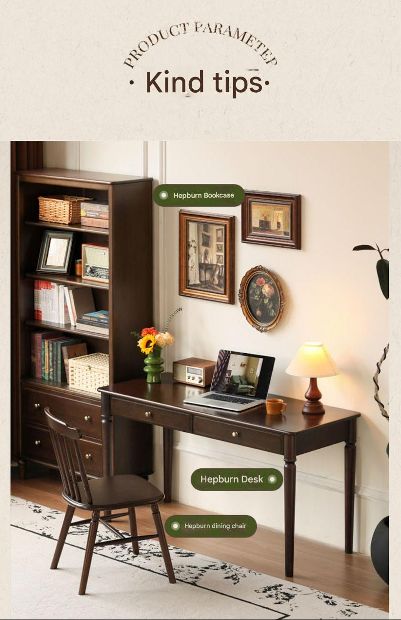 Black Walnut, Poplar Solid Wood American Retro Desk