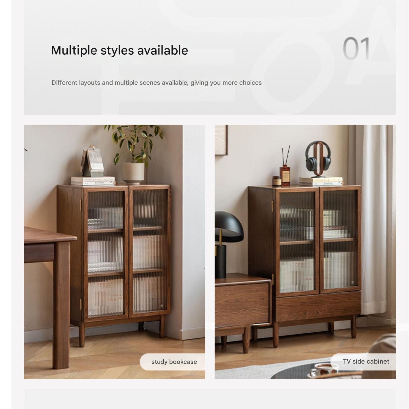 Oak Solid Wood Modern Side Cabinet.