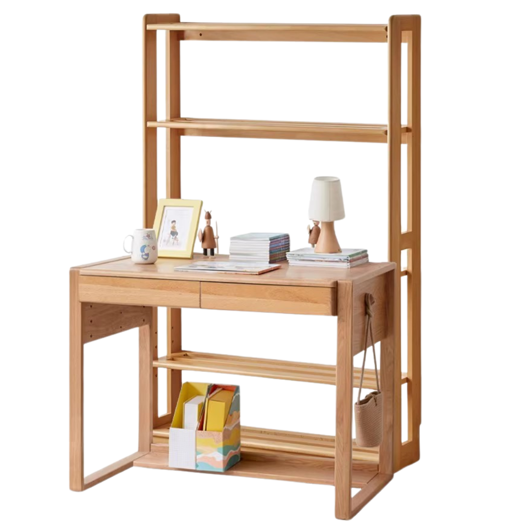 Beech, Oak Solid Wood Floor-To-Ceiling Bookshelf, Toy Storage