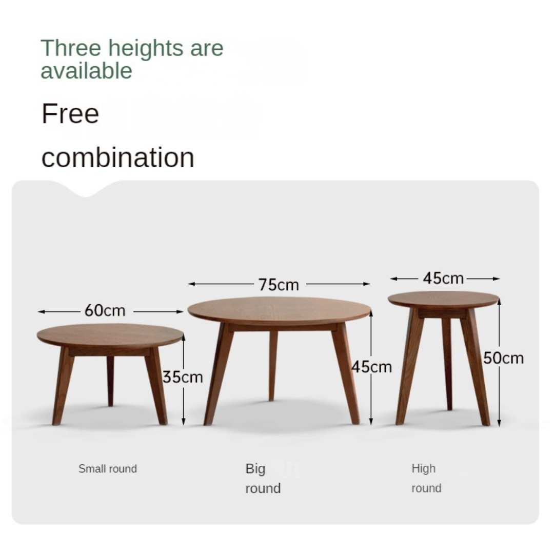 Oak Solid Wood Side Table Combination