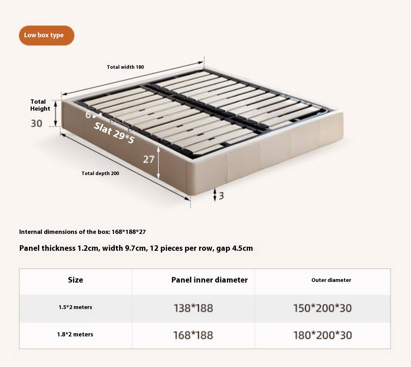 Ecological Cloud Leather Box Platform Bed, Headboard-Free Bed
